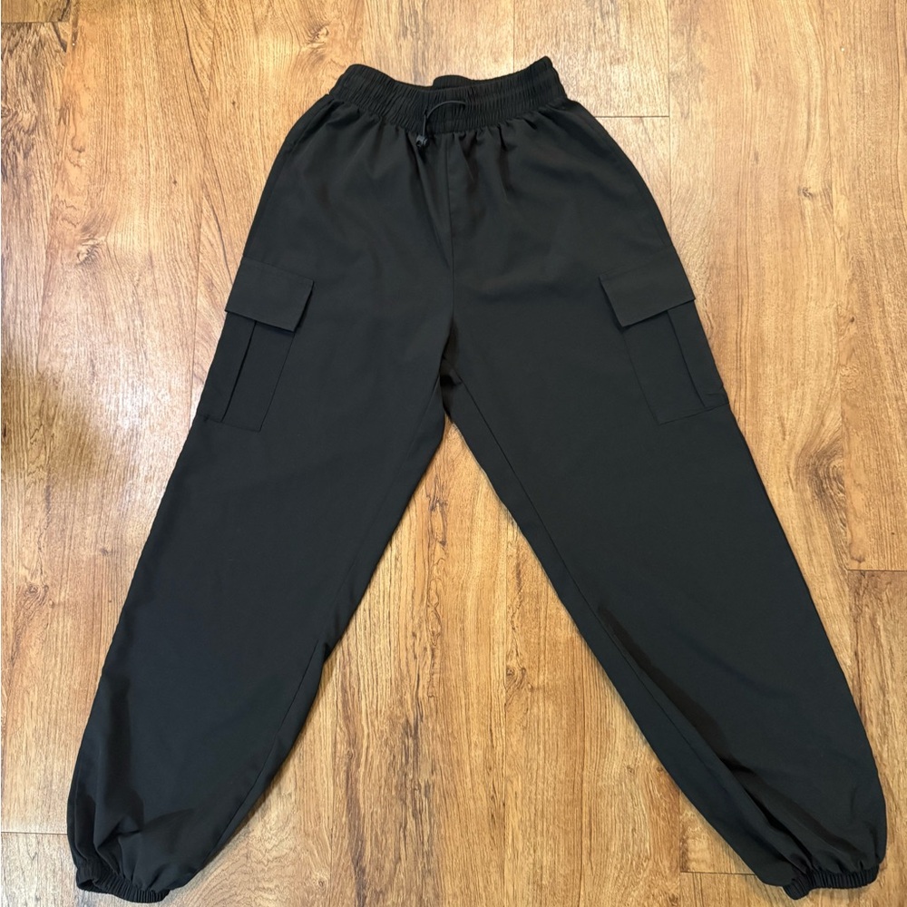 Downtown Motion Women’s Small S Black Cargo Pants Utility Pockets Jogger Track